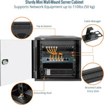 Made of heavy duty steel:Tecmojo 6U 330mm Depth Black Glass Door Standard Wall Mount Cabinet(with Rack Shelf)