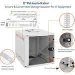 Secure & Convenient Storage Solution for IT Equipment:Tecmojo 6U 300mm Depth White Glass Door Standard Wall Mount Cabinet(with Rack Shelf)
