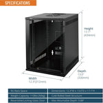 Specifications:Tecmojo 9U 330mm Depth Black Glass Door Standard Wall Mount Cabinet(with Rack Shelf)