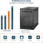 Available in a Varietv of U-Heights:Tecmojo 9U 330mm Depth Black Glass Door Standard Wall Mount Cabinet(with Rack Shelf)