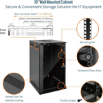 ecure & Convenient Storage Solution for IT Equipment:Tecmojo 12U 330mm Depth Black Glass Door Standard Wall Mount Cabinet(with Rack Shelf)