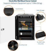 Made of heavy duty steel:Tecmojo 12U 330mm Depth Black Glass Door Standard Wall Mount Cabinet(with Rack Shelf)