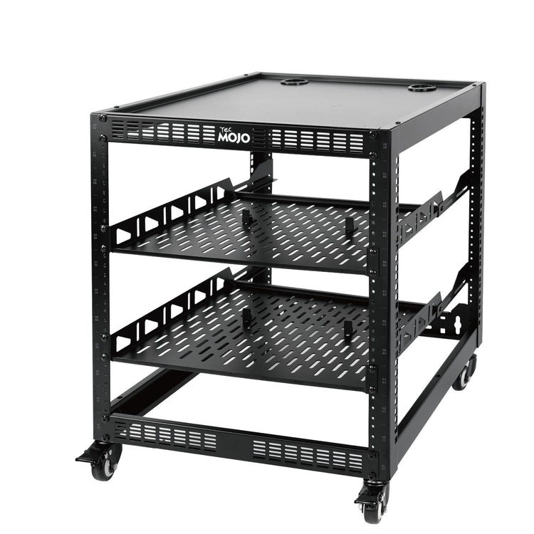 White background picture:Tecmojo 12U Open Frame Network Rack with Casters for 19" Networking Device