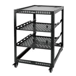 White background picture:Tecmojo 16U Open Frame Network Rack with Casters for 19" Networking Device