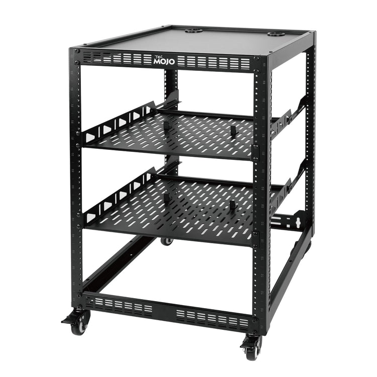 White background picture:Tecmojo 16U Open Frame Network Rack with Casters for 19" Networking Device