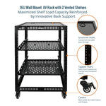 Maximized Shelf Load Capacity Reinforced:Tecmojo 16U Open Frame Network Rack with Casters for 19" Networking Device