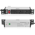 Tecmojo 10 Inch Rack Mount PDU 1U 3 Outlets Power Strip with Reversible Mounting Plate, Power Distribution Unit for 10 Inch Server Cabinet Rack, 2m Power Cord, Double-Break Switch, 10A 250V 50/60HZ