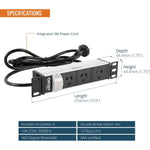 Tecmojo 10 Inch Rack Mount PDU 1U 3 Outlets Power Strip with Reversible Mounting Plate, Power Distribution Unit for 10 Inch Server Cabinet Rack, 2m Power Cord, Double-Break Switch, 10A 250V 50/60HZ