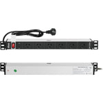 Tecmojo 1U Rack Mount PDU 6 Outlet Power Strip, Power Distribution Unit for 19 Inch Server Cabinet, 2m Power Cord, Double-Break Switch, 10A 250V 50/60HZ, Black