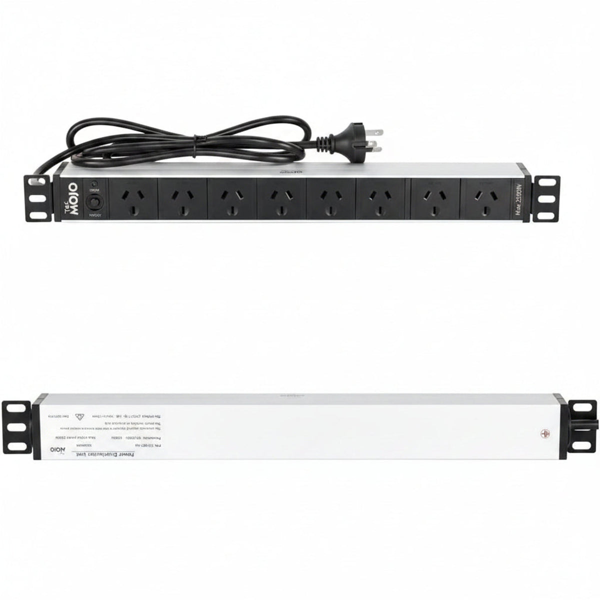 Tecmojo 1U Rack Mount PDU 8 Outlet Power Strip, Power Distribution Unit for 19 Inch Server Cabinet, 2m Power Cord, Overload Protection, 10A 250V 50/60HZ, Black