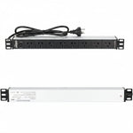 Tecmojo 1U Rack Mount PDU 8 Outlet Power Strip, Power Distribution Unit for 19 Inch Server Cabinet, 2m Power Cord, Overload Protection, 10A 250V 50/60HZ, Black