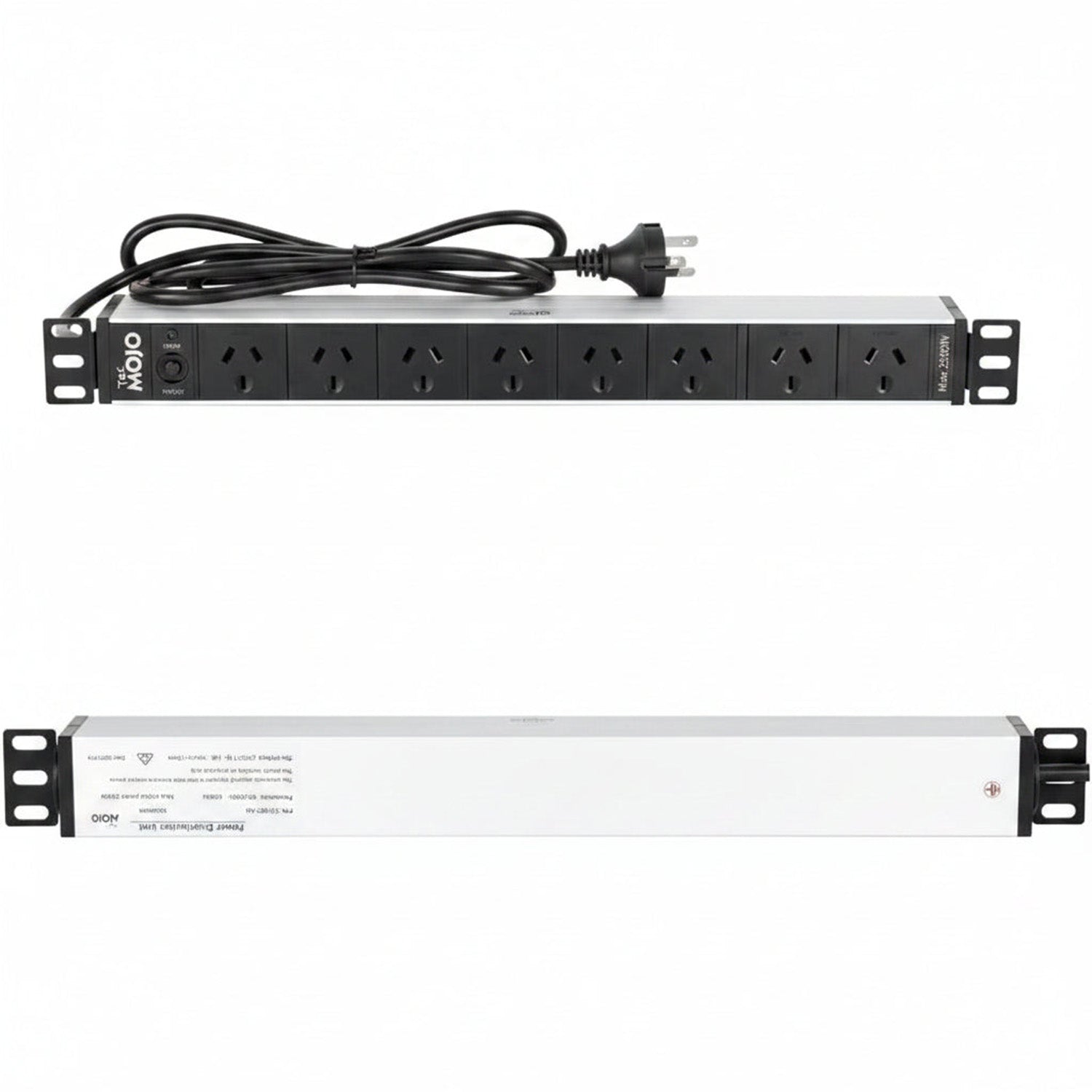 Tecmojo 1U Rack Mount PDU 8 Outlet Power Strip, Power Distribution Unit for 19 Inch Server Cabinet, 2m Power Cord, Overload Protection, 10A 250V 50/60HZ, Black