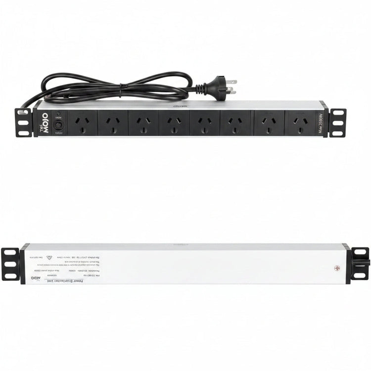 Tecmojo 1U Rack Mount PDU 8 Outlet Power Strip, Power Distribution Unit for 19 Inch Server Cabinet, 2m Power Cord, Overload Protection, 10A 250V 50/60HZ, Black
