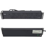 Tecmojo 2U Rack Mount PDU 12 Outlet Power Strip with Overload Protection, Power Distribution Unit for 19 Inch Server Cabinet, 2m Power Cord, 10A 250V 50/60HZ, Black