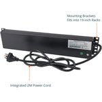 Tecmojo 2U Rack Mount PDU 12 Outlet Power Strip with Overload Protection, Power Distribution Unit for 19 Inch Server Cabinet, 2m Power Cord, 10A 250V 50/60HZ, Black