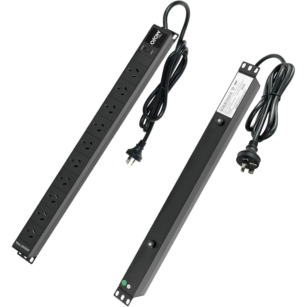 Tecmojo Vertical PDU Power Strip, 10 Outlets Rack Mount Power Distribution Unit for Server Cabinet, 10A Power Plug with 2m Power Cord, Overload Protection, 250V 50/60HZ, Black
