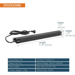 Tecmojo Vertical PDU Power Strip, 10 Outlets Rack Mount Power Distribution Unit for Server Cabinet, 10A Power Plug with 2m Power Cord, Overload Protection, 250V 50/60HZ, Black