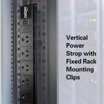 Tecmojo Vertical PDU Power Strip, 10 Outlets Rack Mount Power Distribution Unit for Server Cabinet, 10A Power Plug with 2m Power Cord, Overload Protection, 250V 50/60HZ, Black