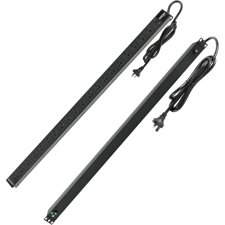 Tecmojo Vertical PDU Power Strip, 20 Outlets Rack Mount Power Distribution Unit for Server Cabinet, 15A Power Plug with 2m Power Cord, Overload Protection, 250V 50/60HZ, Black