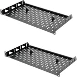 Tecmojo 1U Rack Shelf, Rack Mount Shelf with Anti-Slip Stops-254 mm Deep, Vented Cantilever Tray for 19 inch Server Racks & Cabinets, Good Air Circulation, Weight Capacity 25 kg/55lbs, 2 Pack, Black