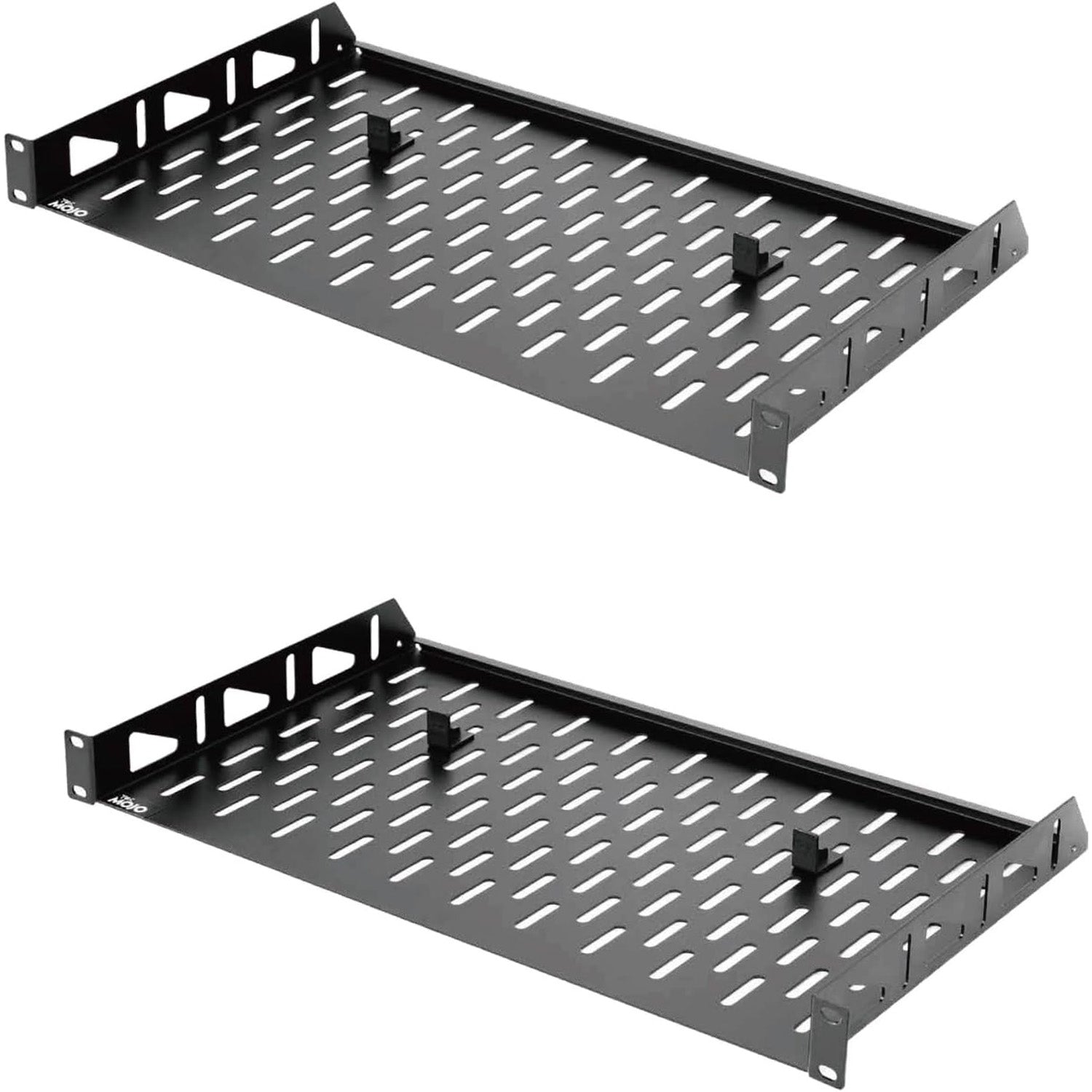 Tecmojo 1U Rack Shelf, Rack Mount Shelf with Anti-Slip Stops-254 mm Deep, Vented Cantilever Tray for 19 inch Server Racks & Cabinets, Good Air Circulation, Weight Capacity 25 kg/55lbs, 2 Pack, Black