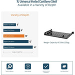 Tecmojo 1U Rack Shelf, Rack Mount Shelf with Anti-Slip Stops-254 mm Deep, Vented Cantilever Tray for 19 inch Server Racks & Cabinets, Good Air Circulation, Weight Capacity 25 kg/55lbs, 2 Pack, Black