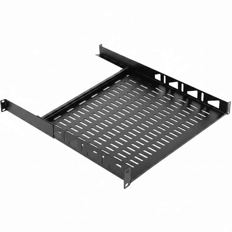 Tecmojo 1U Rack Shelf with Back Support,19 inch 375 mm Deep Vented Universal Cantilever Tray for 19 inch Server Racks & Network Cabinets, Good Air Circulation, Weight Capacity 25 kg / 55lbs, Black