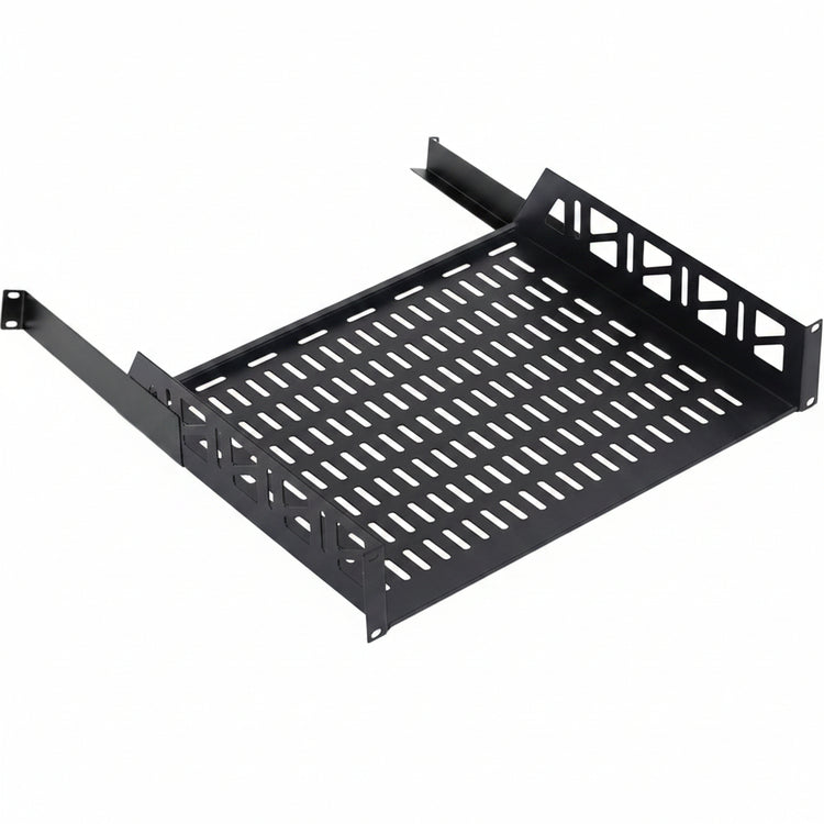 Tecmojo 2U Rack Shelf with Back Support,19 inch 375 mm Deep Vented Universal Cantilever Tray for 19 inch Server Racks & Network Cabinets, Good Air Circulation, Weight Capacity 25 kg / 55lbs, Black