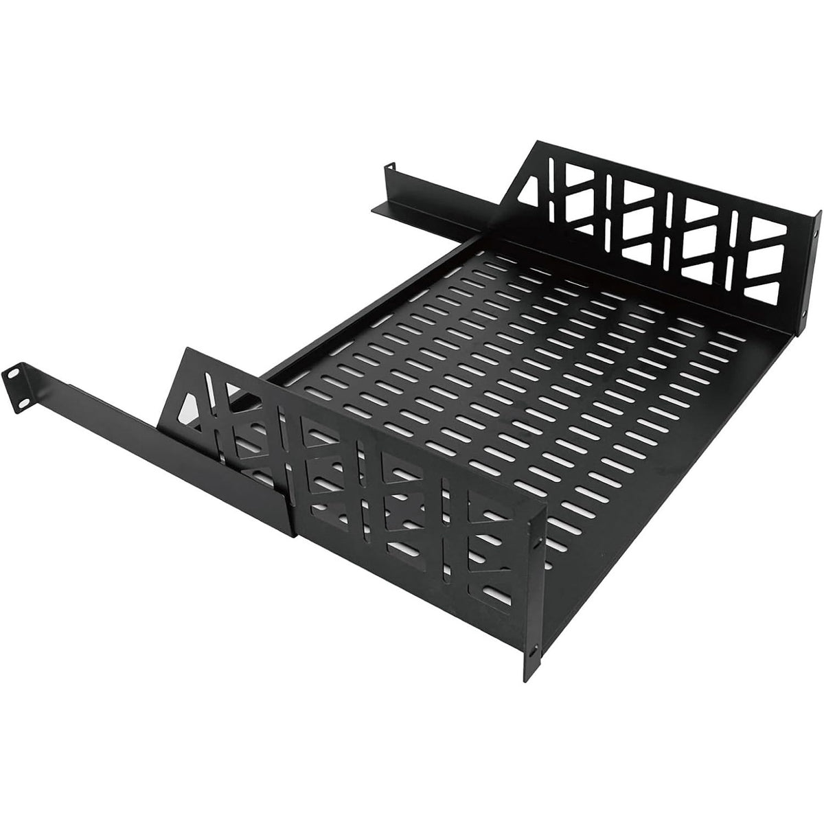 Tecmojo 3U Rack Shelf with Back Support,19 inch 375 mm Deep Vented Universal Cantilever Tray for 19 inch Server Racks & Network Cabinets, Good Air Circulation, Weight Capacity 25 kg / 55lbs, Black