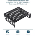 Tecmojo 3U Rack Shelf with Back Support,19 inch 375 mm Deep Vented Universal Cantilever Tray for 19 inch Server Racks & Network Cabinets, Good Air Circulation, Weight Capacity 25 kg / 55lbs, Black