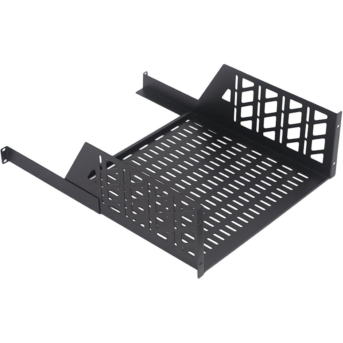 Tecmojo 4U Rack Shelf with Back Support,19 inch 425mm Deep Vented Universal Cantilever Tray for 19 inch Server Racks & Network Cabinets, Good Air Circulation, Weight Capacity 25 kg / 55lbs, Black