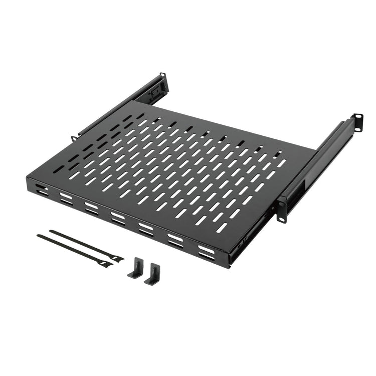 Tecmojo 1U Sliding Rack Shelf with 350mm Deep, 4-Post Vented Server Rack Mount Shelf with Adjustable Range of 350-500mm, Support to 50kg, Universal Tray for 19 Inch AV/Network Device Rack
