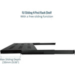 Tecmojo 1U 350mm Sliding Rack Shelf with Adjustable Range of 350-500mm 4 Post Vented Server Rack Mount Shelf, Support to 30kg, Universal Tray for 19 Inch 600mm Deep AV/Network Device Rack