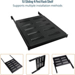 Tecmojo 1U 550mm Sliding Rack Shelf with Adjustable Range of 550-700mm 4 Post Vented Server Rack Mount Shelf, Support to 30kg, Universal Tray for 19 Inch 800mm Deep AV/Network Device Rack