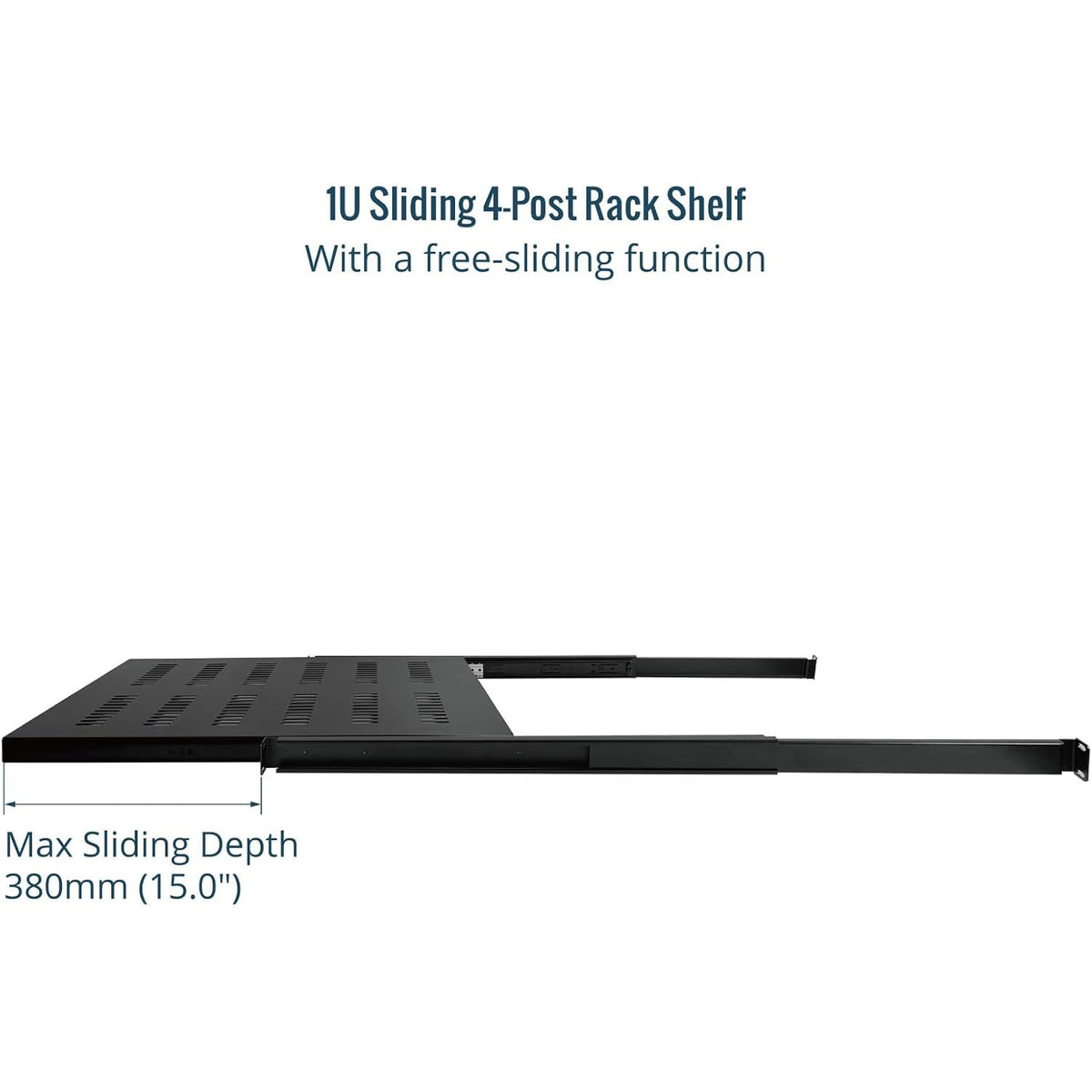 Tecmojo 1U 700mm Sliding Rack Shelf with Adjustable Range of 700-900mm 4 Post Vented Server Rack Mount Shelf, Support to 30kg, Universal Tray for 19 Inch 1000mm Deep AV/Network Device Rack
