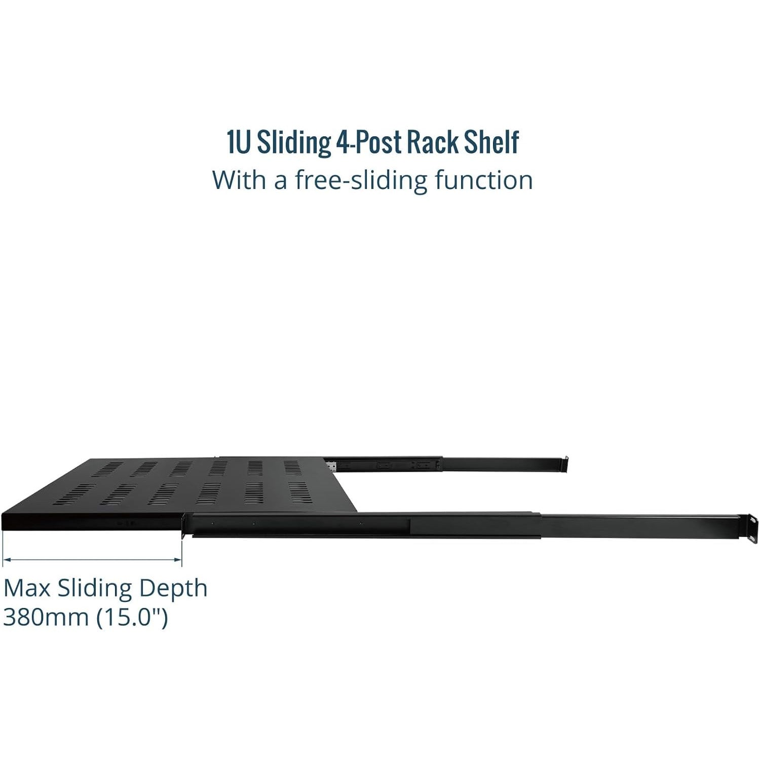 Tecmojo 1U 700mm Sliding Rack Shelf with Adjustable Range of 700-900mm 4 Post Vented Server Rack Mount Shelf, Support to 30kg, Universal Tray for 19 Inch 1000mm Deep AV/Network Device Rack