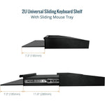 Tecmojo 2U Sliding Keyboard Rack Shelf with Sliding Mouse Tray, 19’’ Server Rank Shelf, Support to 20kg, Universal Tray for 19 Inch AV,Server or Network Device Rack