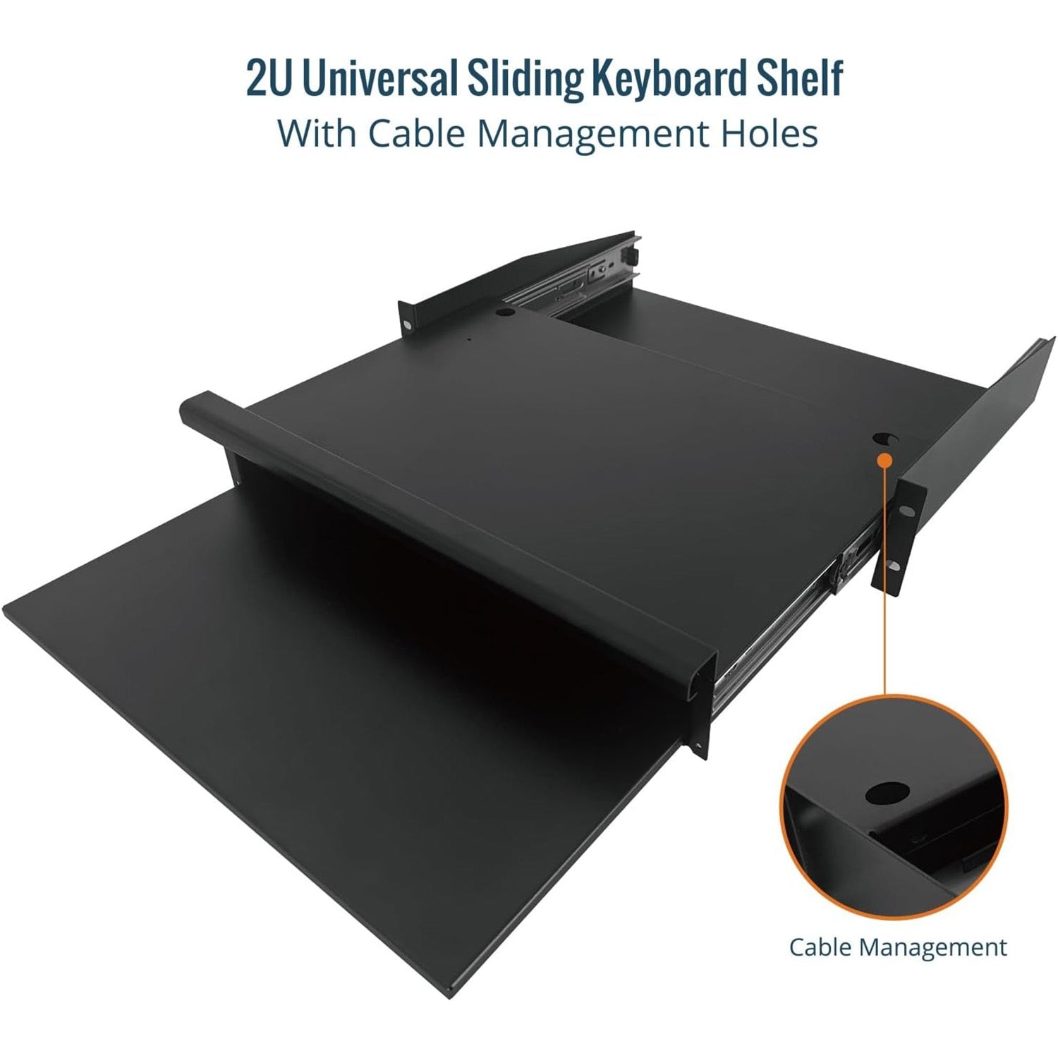 Tecmojo 2U Sliding Keyboard Rack Shelf with Sliding Mouse Tray, 19’’ Server Rank Shelf, Support to 20kg, Universal Tray for 19 Inch AV,Server or Network Device Rack