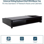 Tecmojo 2U Sliding Keyboard Rack Shelf with Sliding Mouse Tray, 19’’ Server Rank Shelf, Support to 20kg, Universal Tray for 19 Inch AV,Server or Network Device Rack