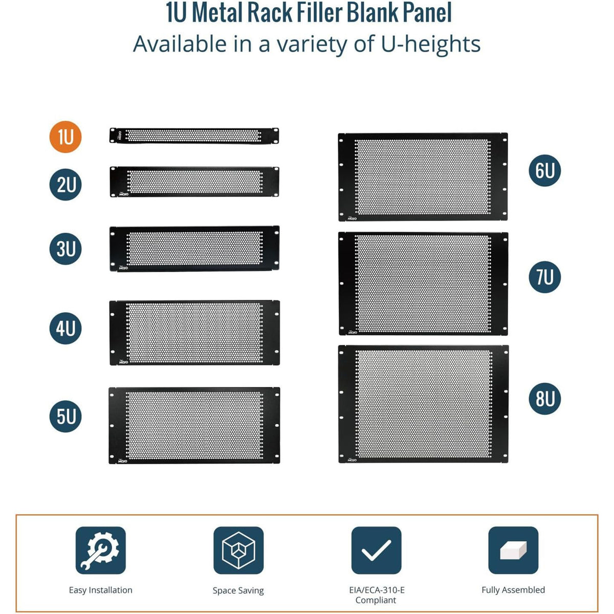 Tecmojo 1U Blank Panel, Vented Server Rack Blank Panel, Rack Mount Plate for 19in Server Network Rack Enclosure/Cabinet, Black(5 Pack)