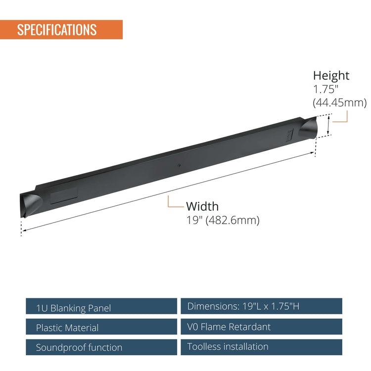 Tecmojo 1U Toolless Mounting Plastic Rack Mount Blank Panel for 19 inch Equipment（10 Pack）