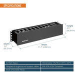 Tecmojo 2U Cable Management, Server Rack Horizontal Plastic Cable Manager, Rack Mount 12 Slots Wire Duct Organizer, Screws for 19 inch AV/IT/Data/Audio Network Device