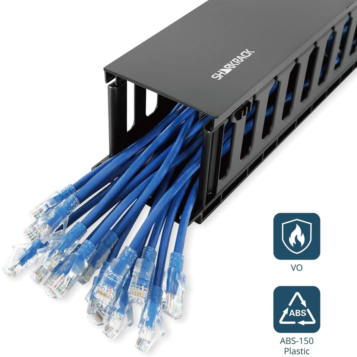 Tecmojo 2U Cable Management, Server Rack Horizontal Plastic Cable Manager, Rack Mount 12 Slots Wire Duct Organizer, Screws for 19 inch AV/IT/Data/Audio Network Device
