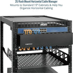 Tecmojo 2U Cable Management, Server Rack Horizontal Plastic Cable Manager, Rack Mount 12 Slots Wire Duct Organizer, Screws for 19 inch AV/IT/Data/Audio Network Device