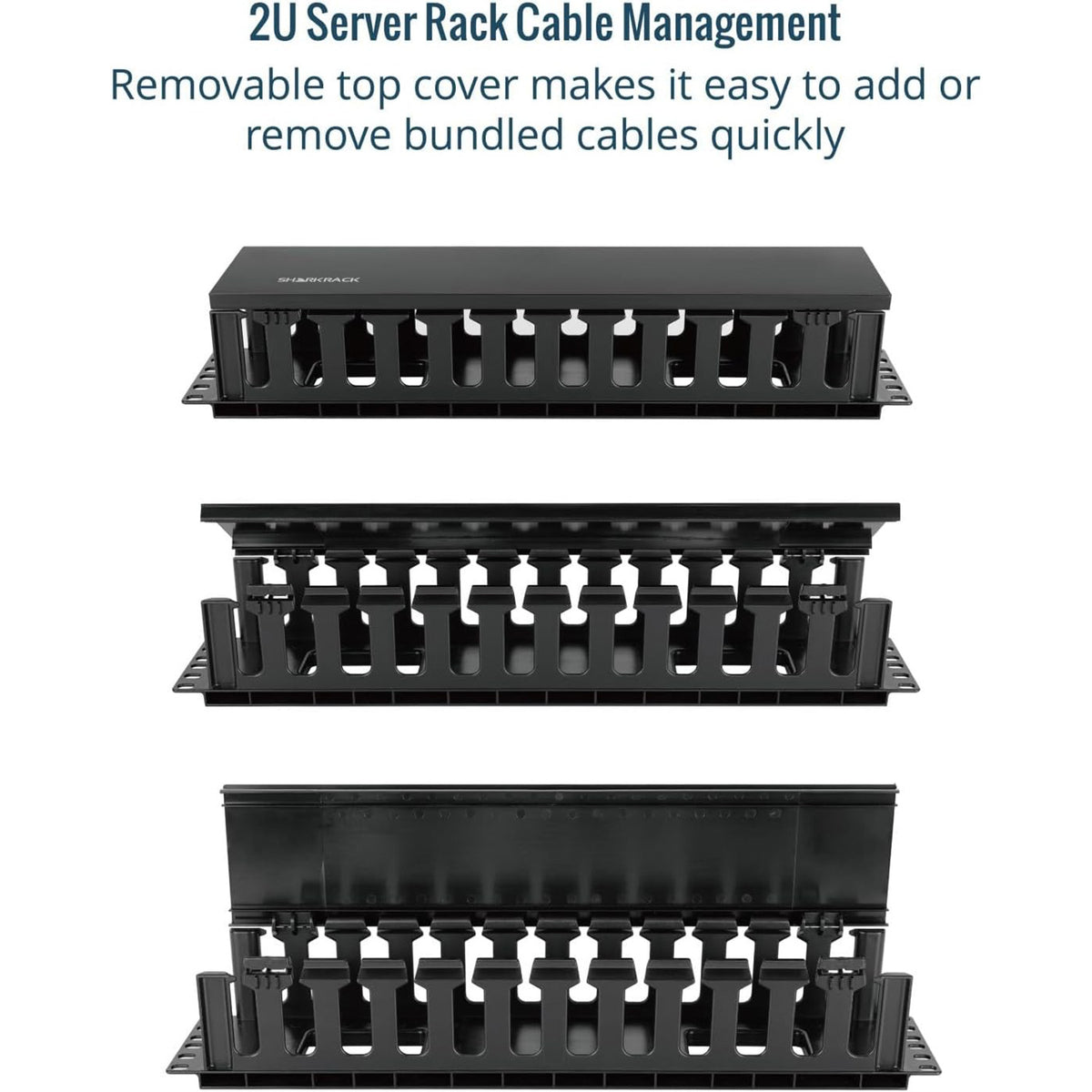 Tecmojo 2U Cable Management, Server Rack Horizontal Plastic Cable Manager, Rack Mount 12 Slots Wire Duct Organizer, Screws for 19 inch AV/IT/Data/Audio Network Device