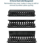 Tecmojo 2U Cable Management, Server Rack Horizontal Plastic Cable Manager, Rack Mount 12 Slots Wire Duct Organizer, Screws for 19 inch AV/IT/Data/Audio Network Device
